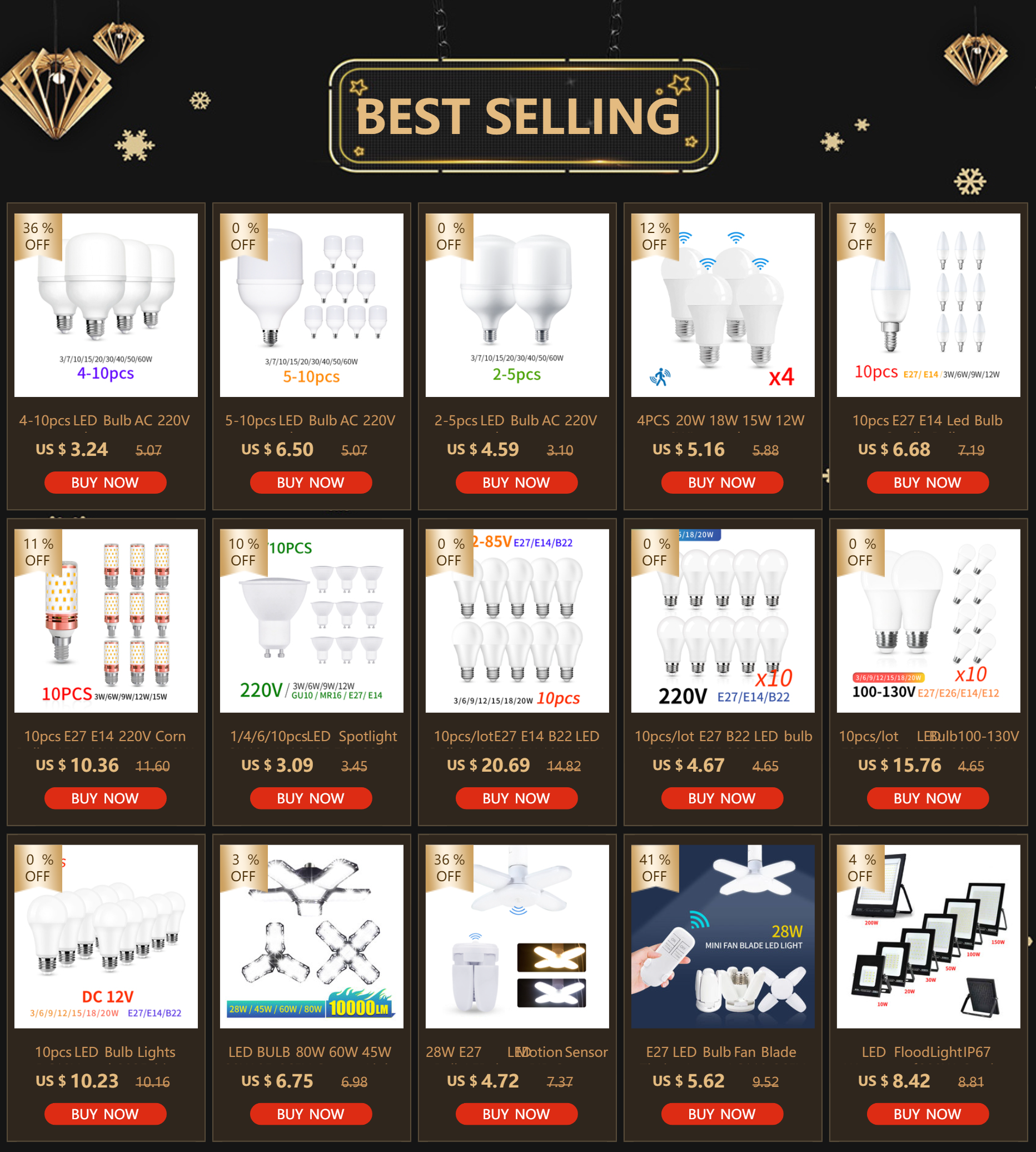 Description Picture 2 of item5-10pcs LED Bulb AC 220V E27 LED lamp 60W 50W 40W 30W 20W 15W 10W 7W 3W Lampada LED Light Bombilla Spotlight Lighting Lamp