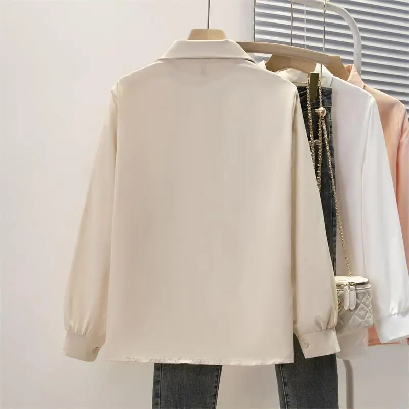 Frühling Herbst Chiffon hemd Frauen hemden Mode weibliche Langarm lose feste lässige Bluse Tops Büro Dame Hemden S-4XL – Detail 4