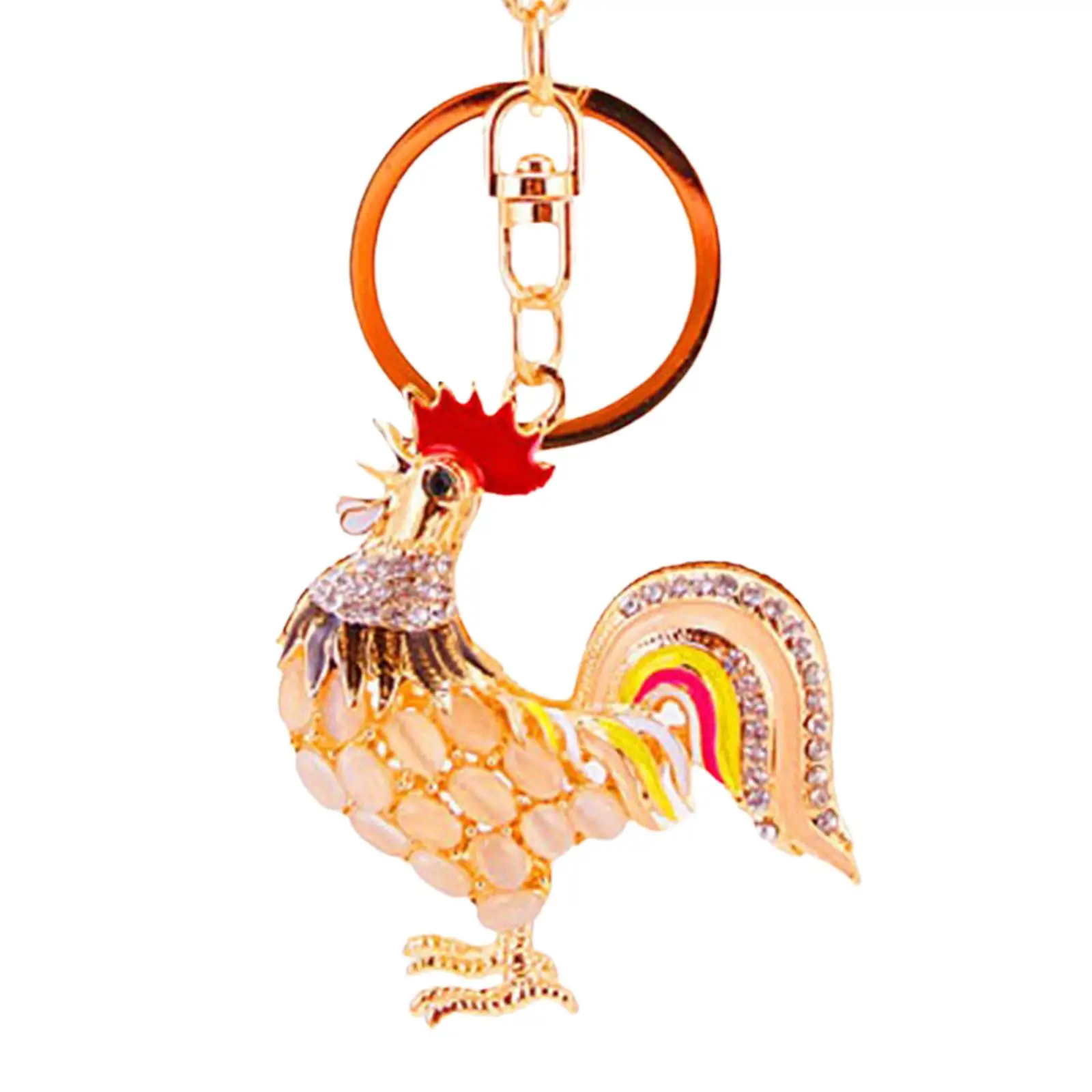 Rooster Bling Keychains Stylish with Clasp Jewelry Accessory Backpack Charms Sparkling Charm Rhinestone Keychain for Women Girls