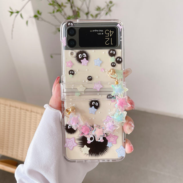 Star Soot-sprite Clear Phone Case With Chain for Samsung Zflip 