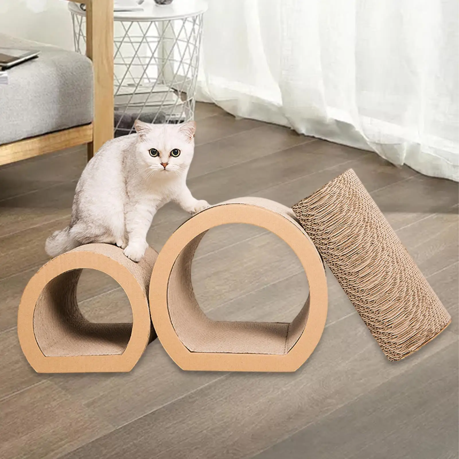 3 Pieces Pet Cat Scratcher Furniture Protector Cat Scratch Pad Nest Tunnel