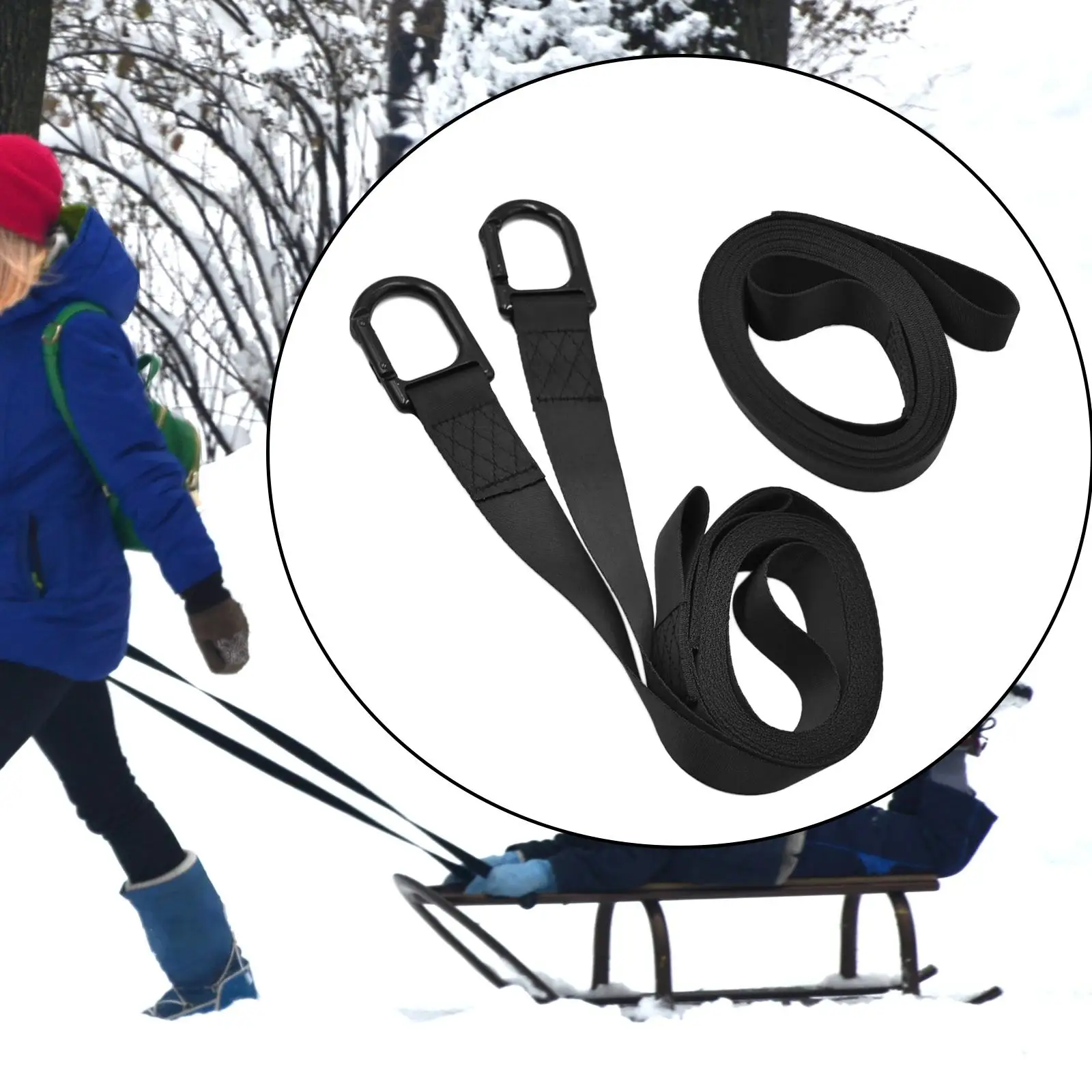 Snowmobile Tow Straps Snowmobile Safety Kit with Two Hooks Snowmobile Tow Rope for Snowmobile, Sled, Skidoo or ATV ATV Tow Rope