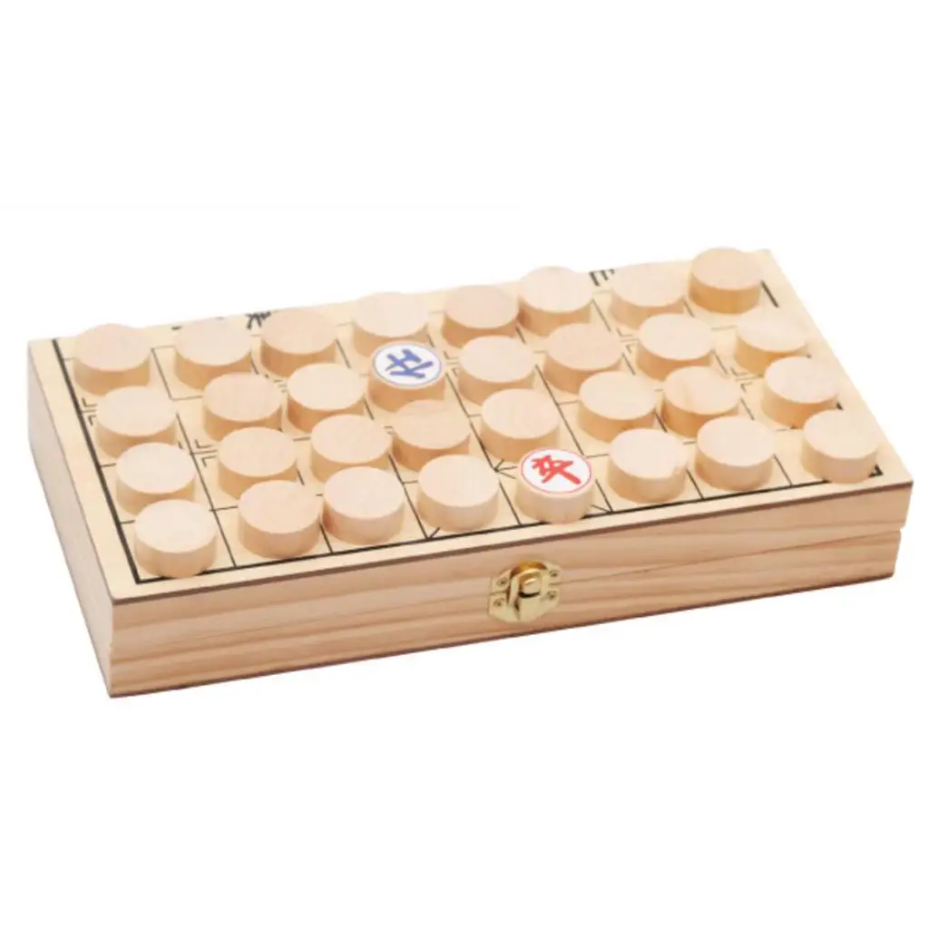 Foldable Wooden Chinese Chess Board Games Tabletop Portable Puzzle Chinese Xiangqi Chess Set For Student Adult
