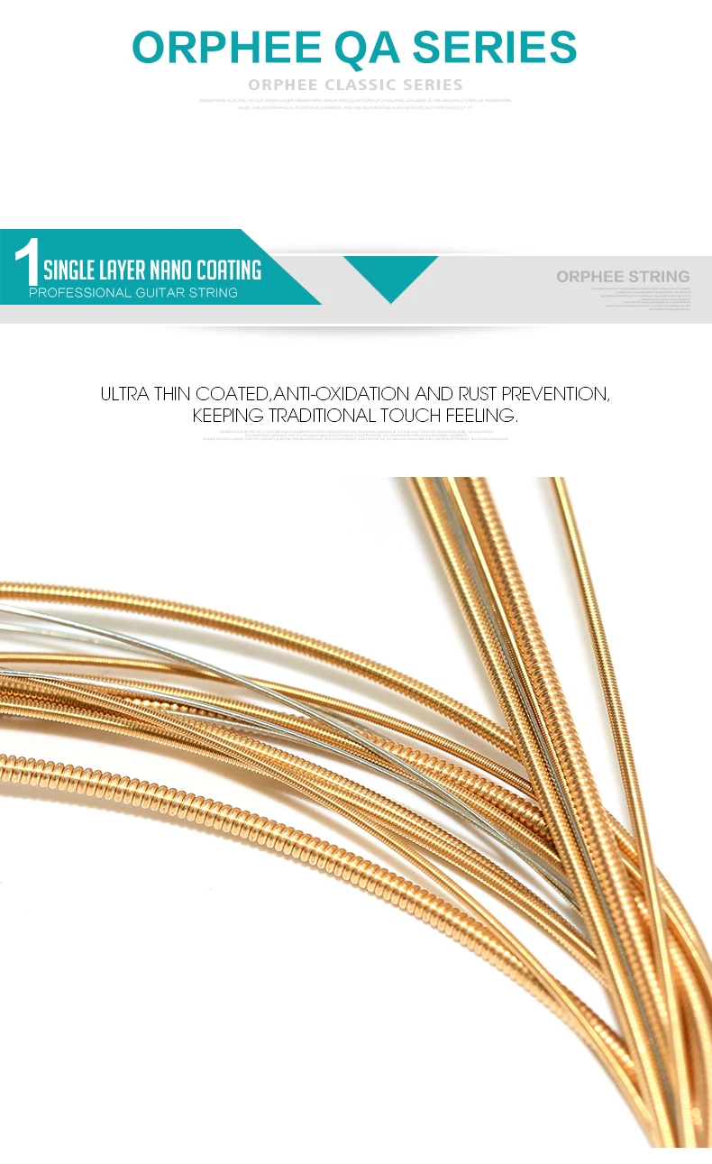 Description Picture 5 of itemOrphee QA Acoustic Guitar Strings High Carbon Steel Hexagonal Core Nano Coating Brass Wound Acoustic Guitar Parts & Accessories