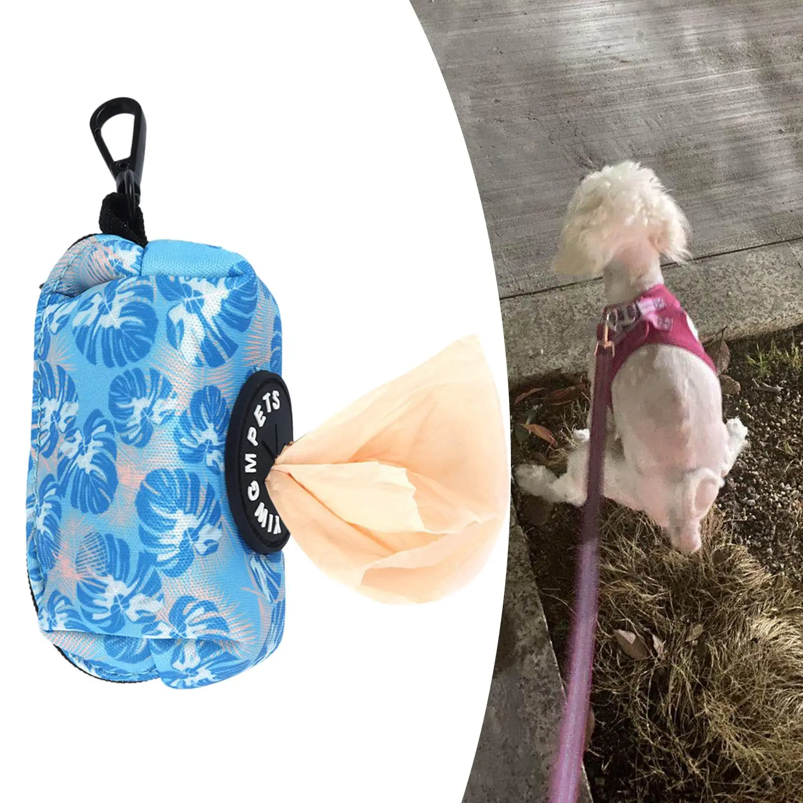 Pet Waste Bag Dispenser with Buckle Clip Bags Carrier Zipper Pickup Bag Carry Tube Dog Poop Bag Holder for Parks Travel Walking