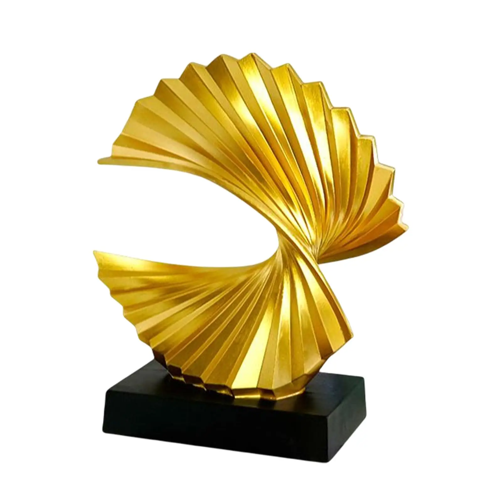 Home Ornament Fan Resin Sculpture Statuette Classical Stylish Gift Art Crafts Statue for Table Shelf Living Room Decor