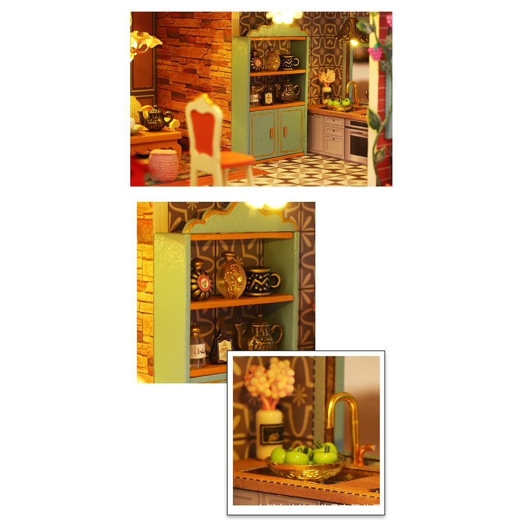 Jungle Resort Doll House, Room Boxes, W/ Switch Livingroom Miniature, for Christmas Crafts