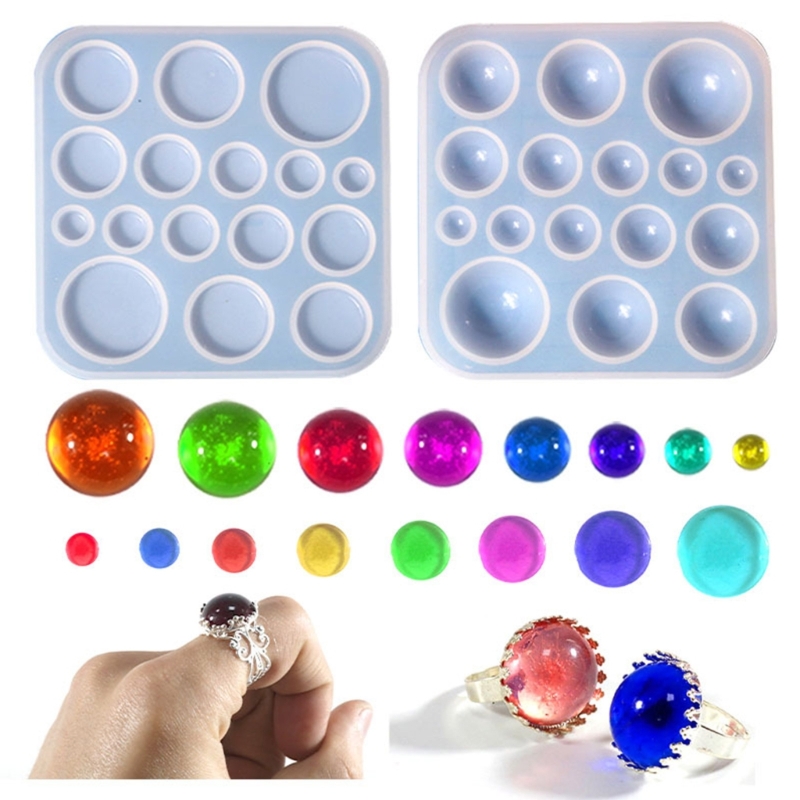 Round Gem Patch Rings Bracelet Silicone Mold Keyring Pendant Handmade Mold DIY Rings Pendant Jewelry for Valentines Gift Craft