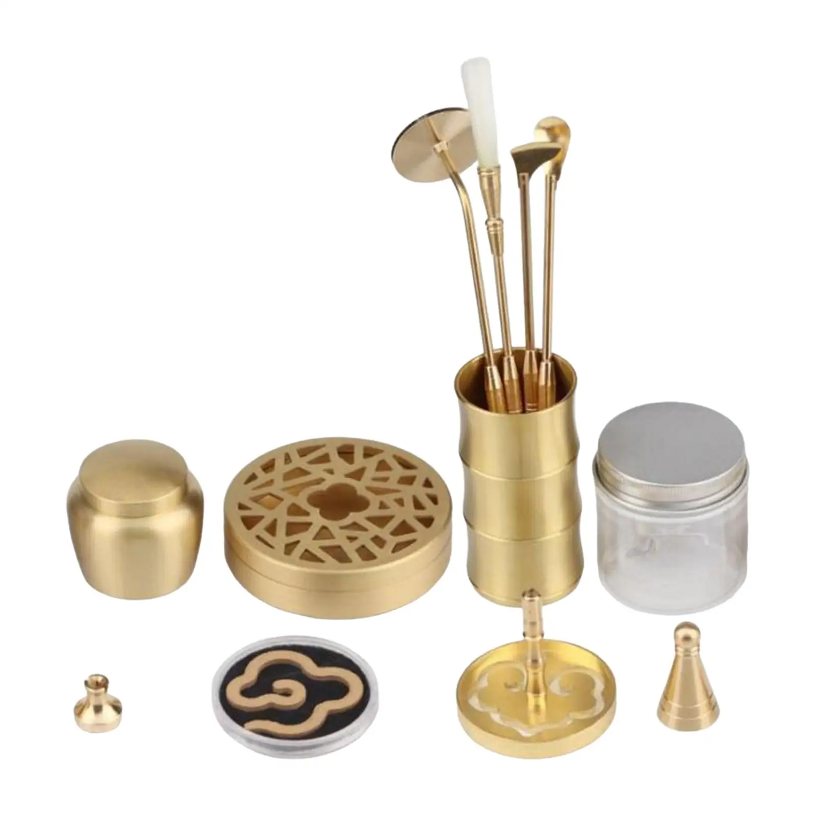 Professional Brass Incense Making Kit Censer Tool Set Incense Mold Aroma Furnace Incense Cone Press Powder for Yoga Meditation