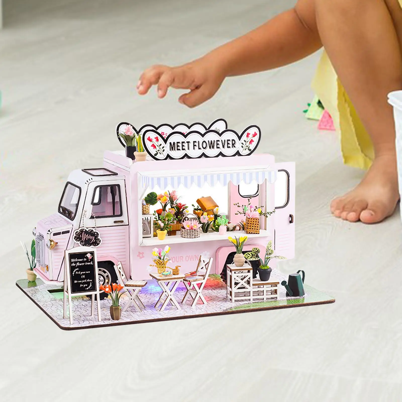 Wooden Small House Model Romantic Gift Handmade Craft Creative Toys DIY Hut Dollhouse Toys Kit for Children Women Teens