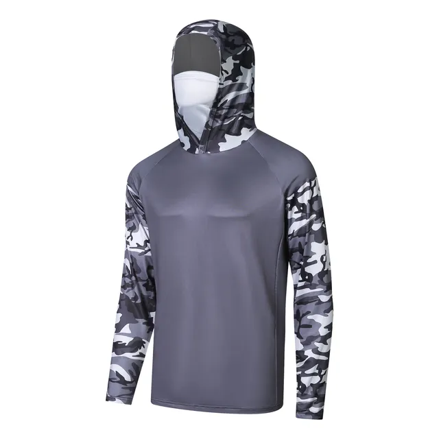 Fishing Shirts Men Fishing Hoodie with Mask Neck Gaiter Hooded Clothing Breathable Fishing Wear