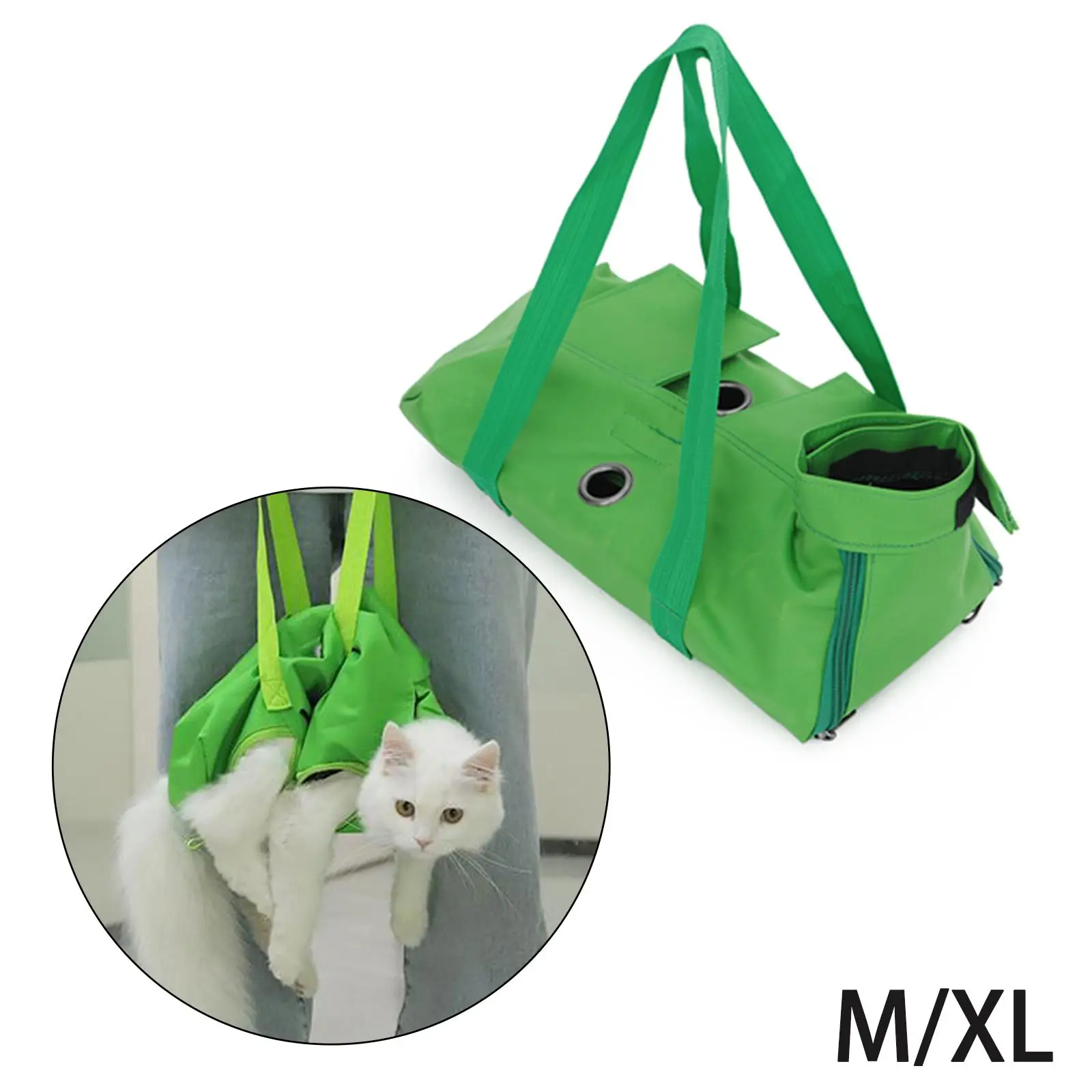 Cat Grooming Restraint Bag Adjustable Size Comfortable Anti Bite Carrying Bag for Claw Care Bathing Cleaning Travel Kitten Puppy