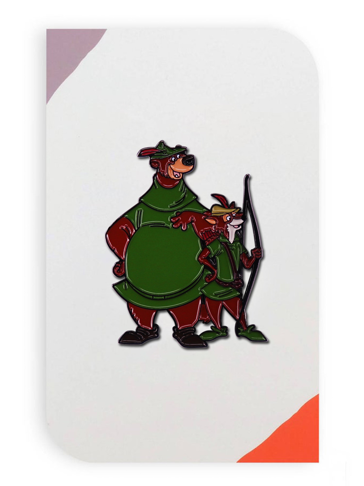 Riesige Krieger kleine John und Robbin Kapuze Emaille Pin klassische Cartoon Fuchs Bär Abzeichen Rucksack Dekoration Schmuck – Detail 5