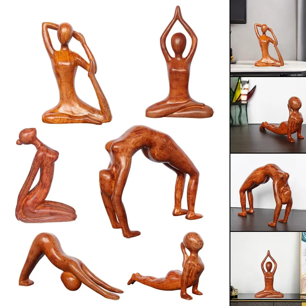 Women Yoga Sculpture Figurine Statue Ornament Meditation Living Room Decor