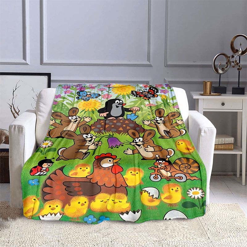 Description Picture 5 of itemThe Little Mole Blanket Flannel Friends Together Cozy Soft Fleece Bedspread Classic Cartoon Blanket Gift for Children Kids