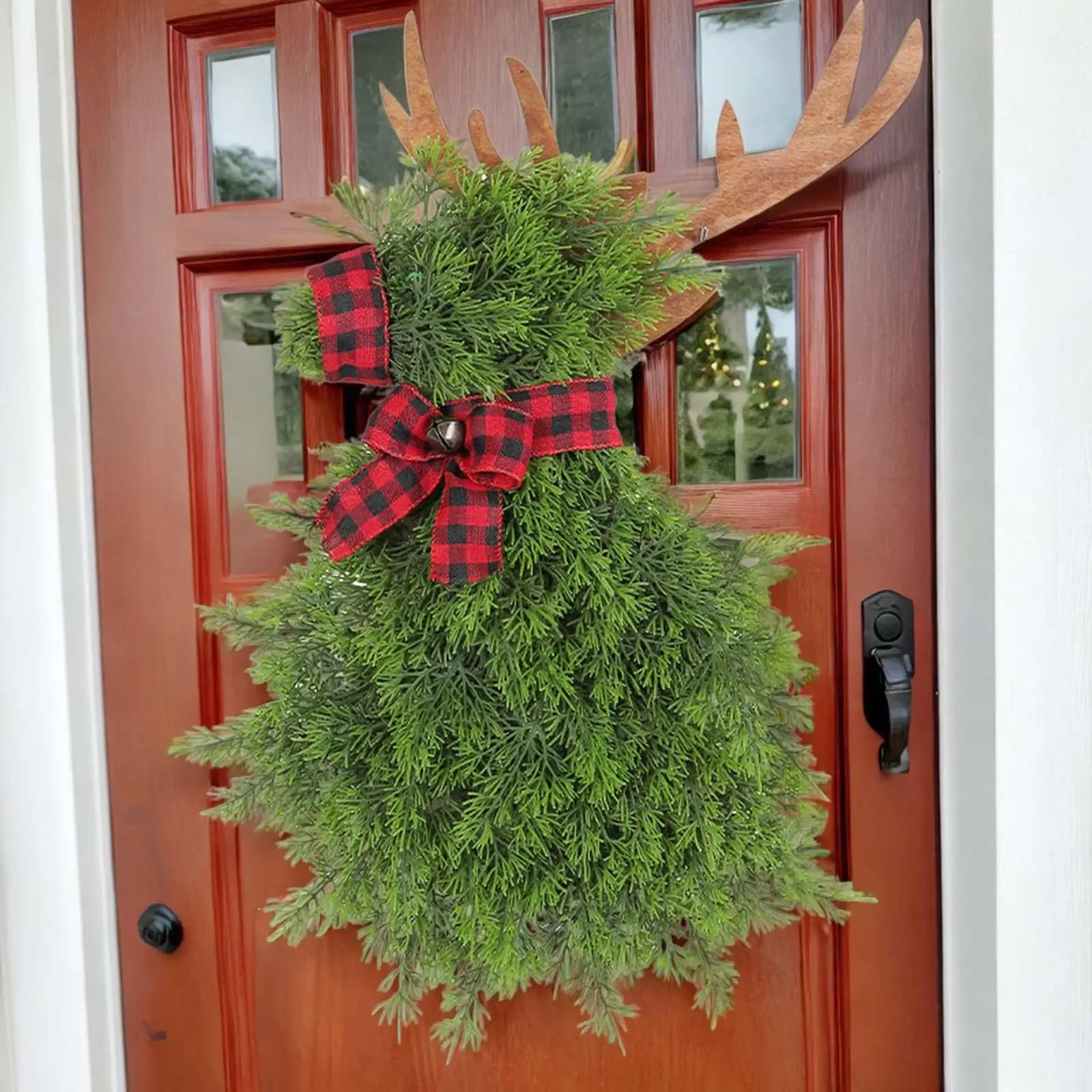 Elk Christmas Wreath Holiday Party Decor Christmas Garland Christmas Party Decorations for Office Porch Home Wall Windows