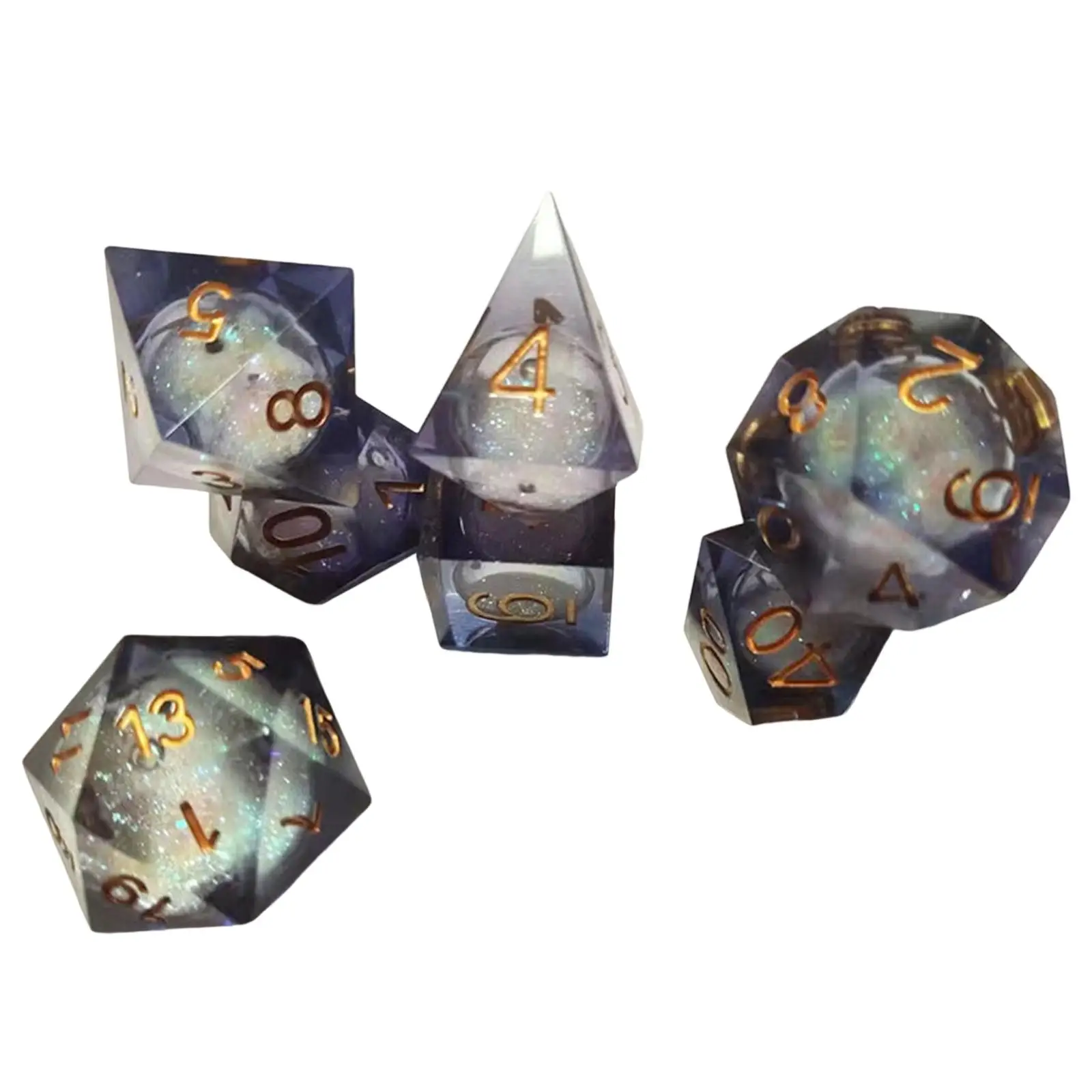 7x Resin Polyhedral Dices Set Interactive Toys Transparent Rolling Dices for
