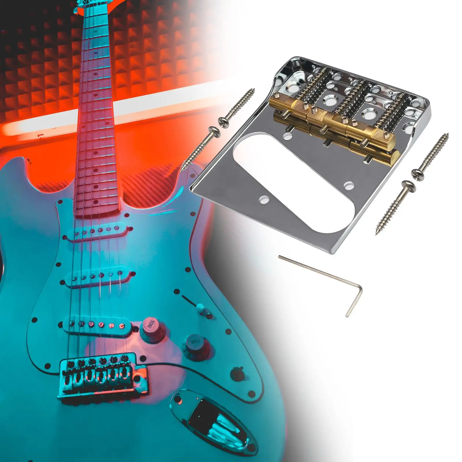Guitar Bridge Assembly with 3 Saddles DIY Electric Guitar Bridges for Musical Instrument Acoustic Classical Guitar Guitar Parts
