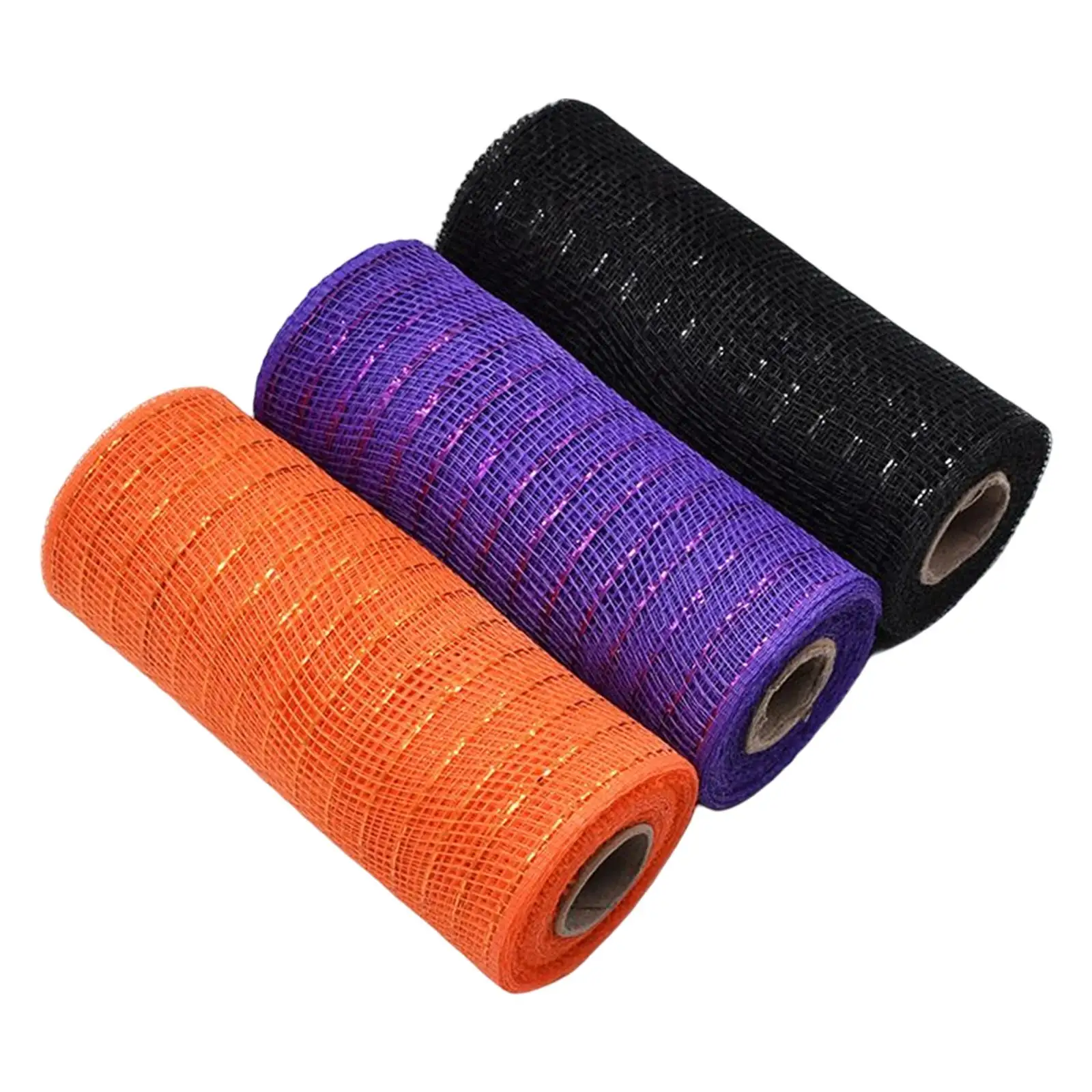 3 Rolls  Ribbon with Metallic  Black   Mesh Rolls for Wreaths DIY Gifts Swags,  Day Decor