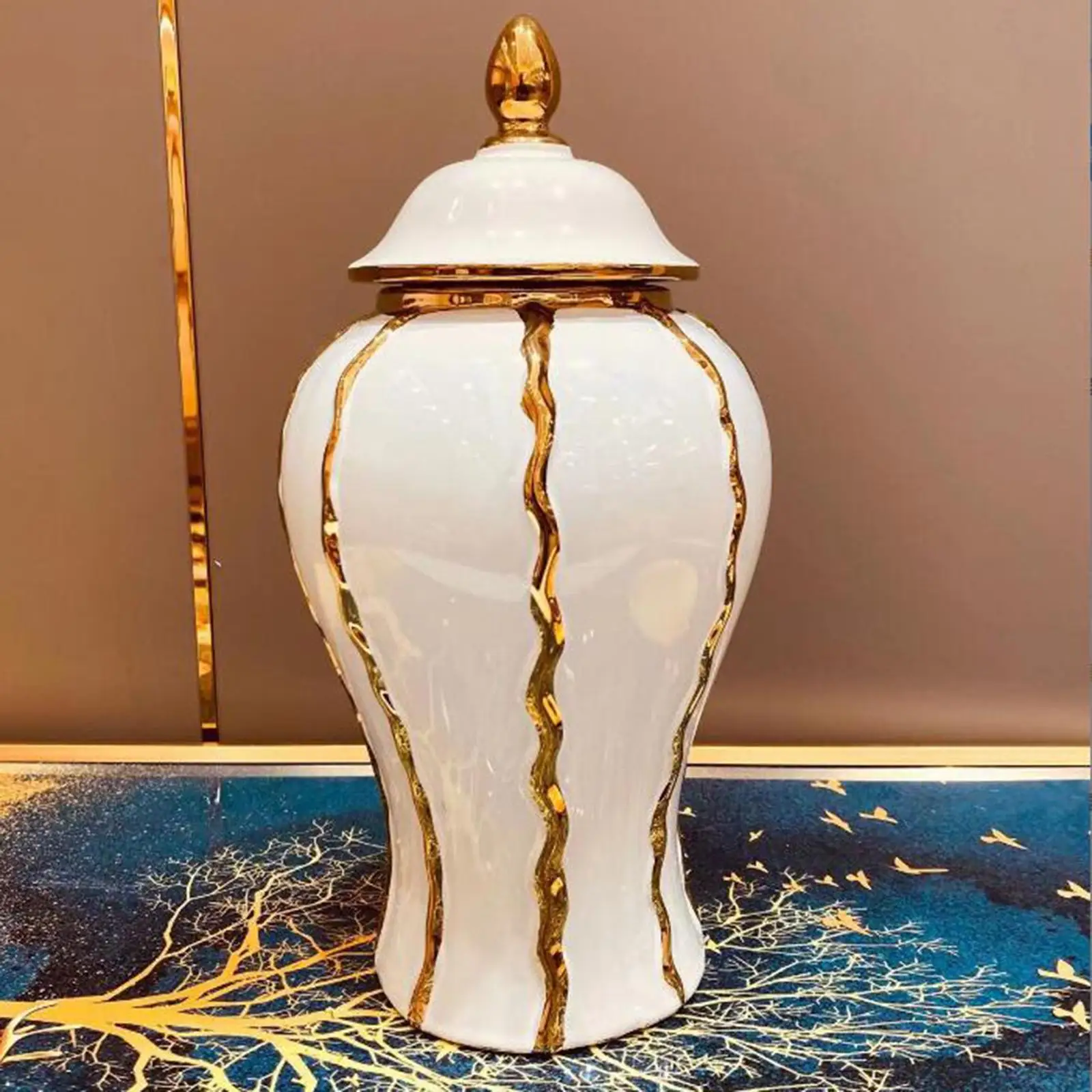 Ceramic Vase Chinese Style Porcelain Decorative Display Porcelain Ginger Jar for Bedroom Floral Arrangement Livingroom Office