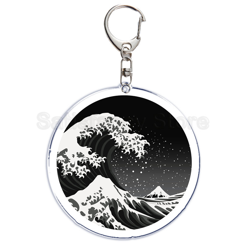 Retro Art Die Große Welle von Kanagawa Keychain Schlüssel Kette für Zubehör Nette Tasche Anhänger Schlüssel Ring Schmuck Geschenk – Detail 2