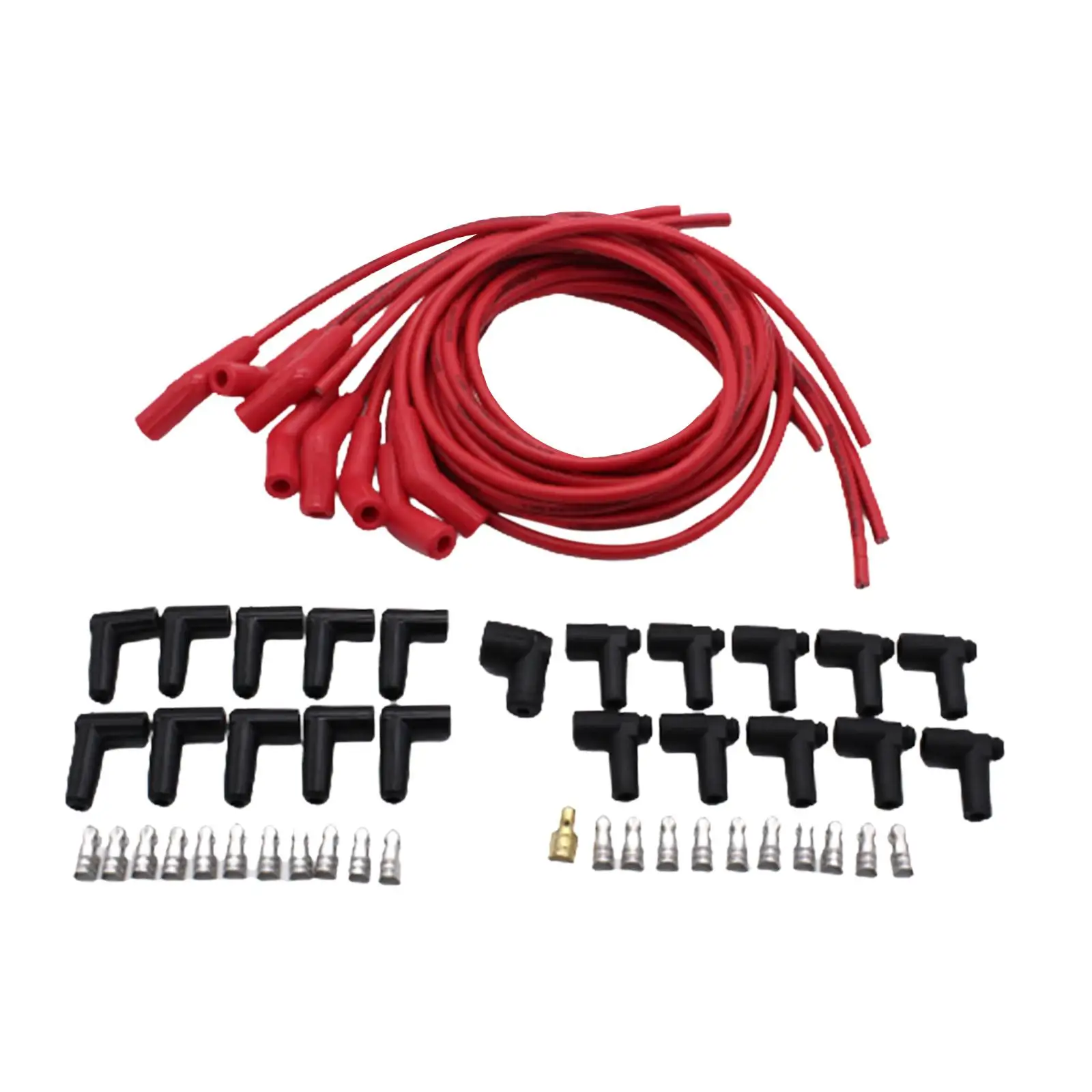 Spark Plug Wire Set Premium Durable Replaces Car Accessories Universal Red with 45/135 Spark Plug Boot for Mopar