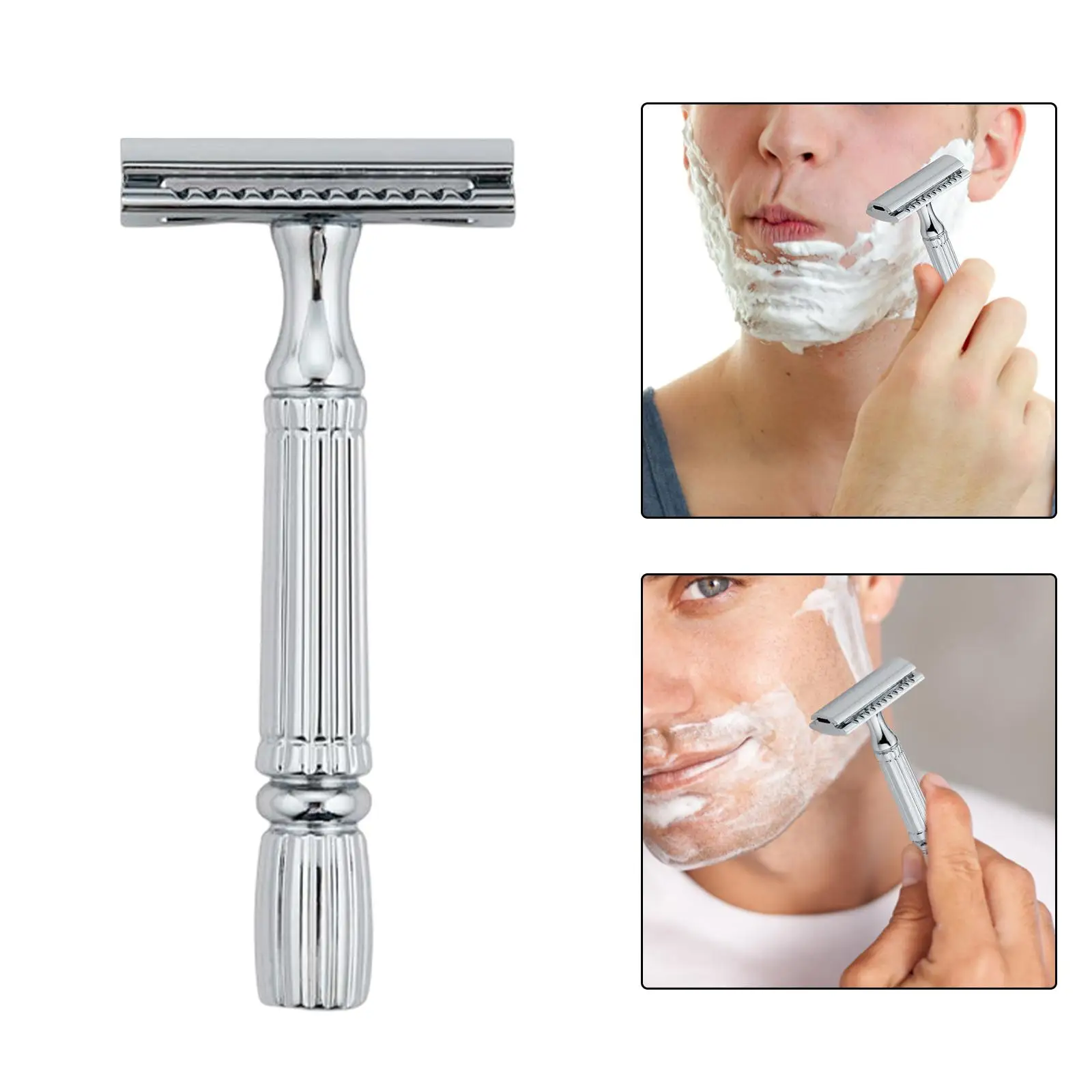 Double Edge Safety Razor Face Razor for Barber Shop with 5 Stainless Steel Razor Blades