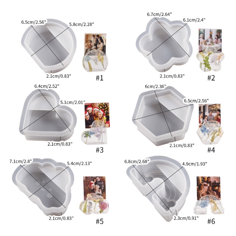 Business Card Storage Silicone Mold Clouds Rainbow Hexagon Heart Card Holder Display Resin Epoxy Mold DIY