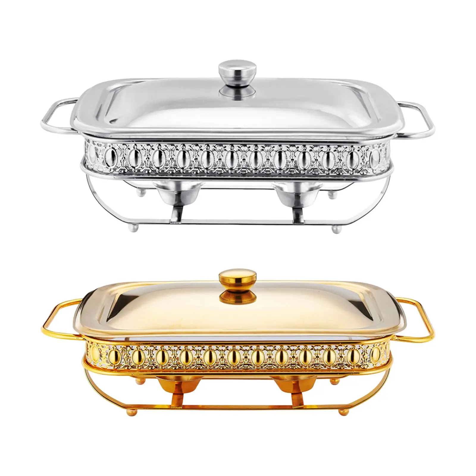 Stainless Steel Chafing Dish Buffet Set,Rectangular Catering Warmer Set with Trays for Banquet