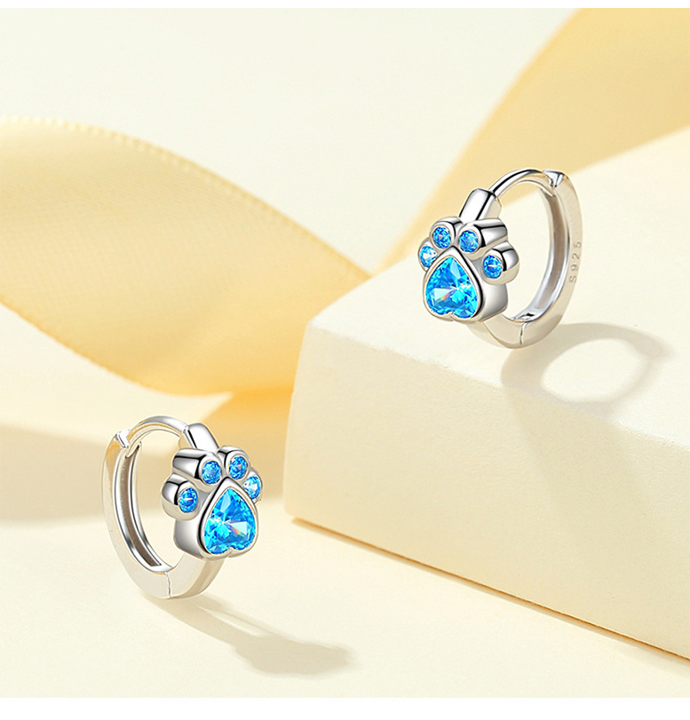 925 Sterling Silber Katze verfolgt Creolen Temperament einfach eingelegt für Frauen Hochzeit Schmuck Zubehör – Detail 8
