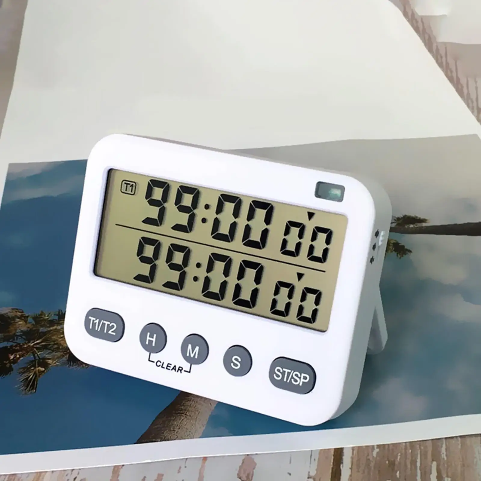 Dual Digital Timer with Magnet with Bracket Durable Multifunctional Alarm Clock for Kitchen Children Sleep Desktop Exercise