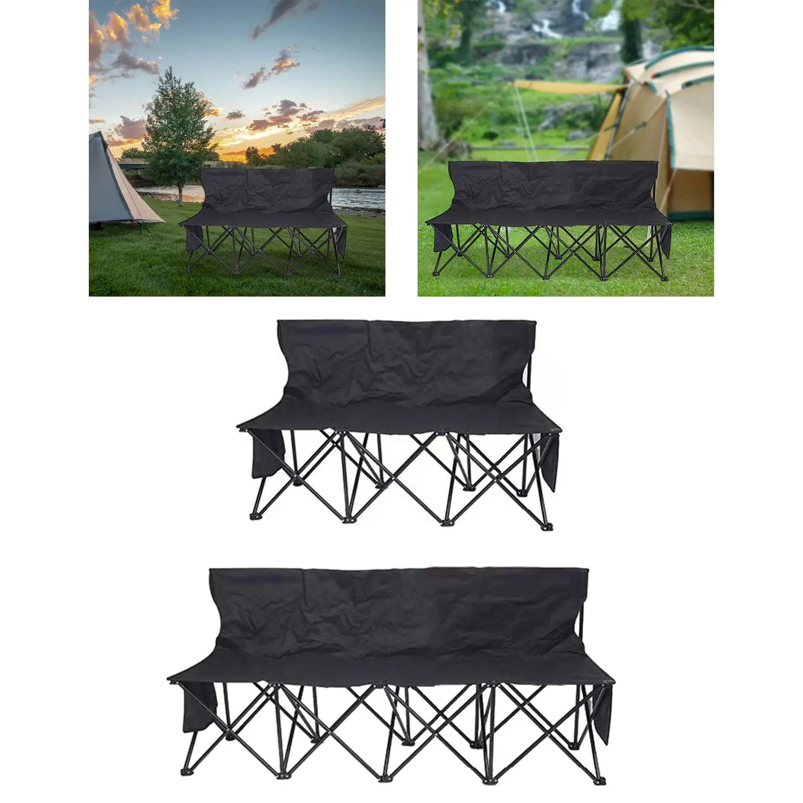 Folding Bench Chair Folding Camping Chair for Adults with Back Support Portable Sideline Bench Foldable for Sports Campsites