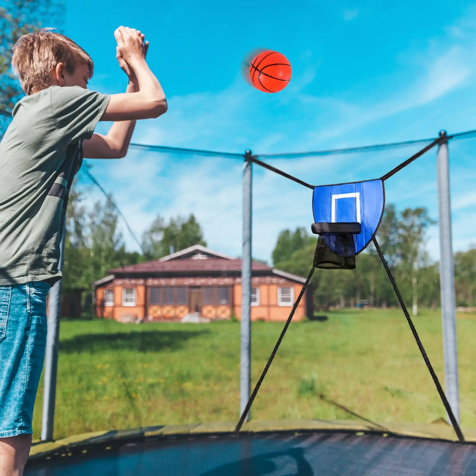 Mini Basketball Hoop for Trampoline Easy to Install Basketball Training Trampoline Accessory for All Ages for Kids Children