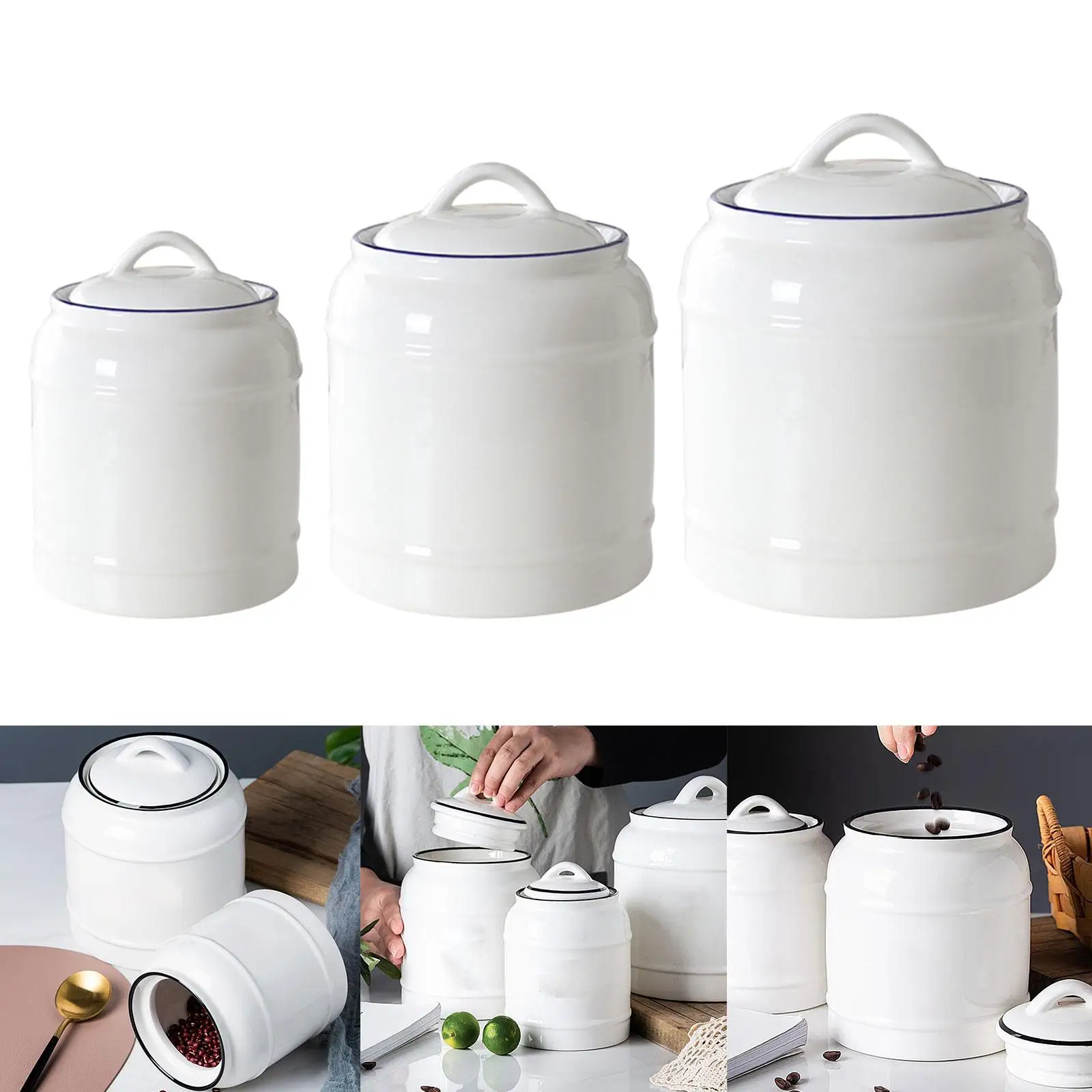 Ceramic Jar Home Multifunction Kitchen Canisters for Grain Loose Tea Cereal