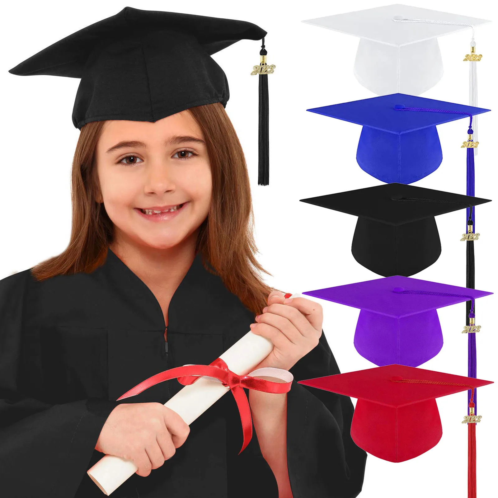 GraduatePro Kindergarten Graduation Cap with 2021 Tassel Preschool Kids for Boys Girls Adjustable Elastic 