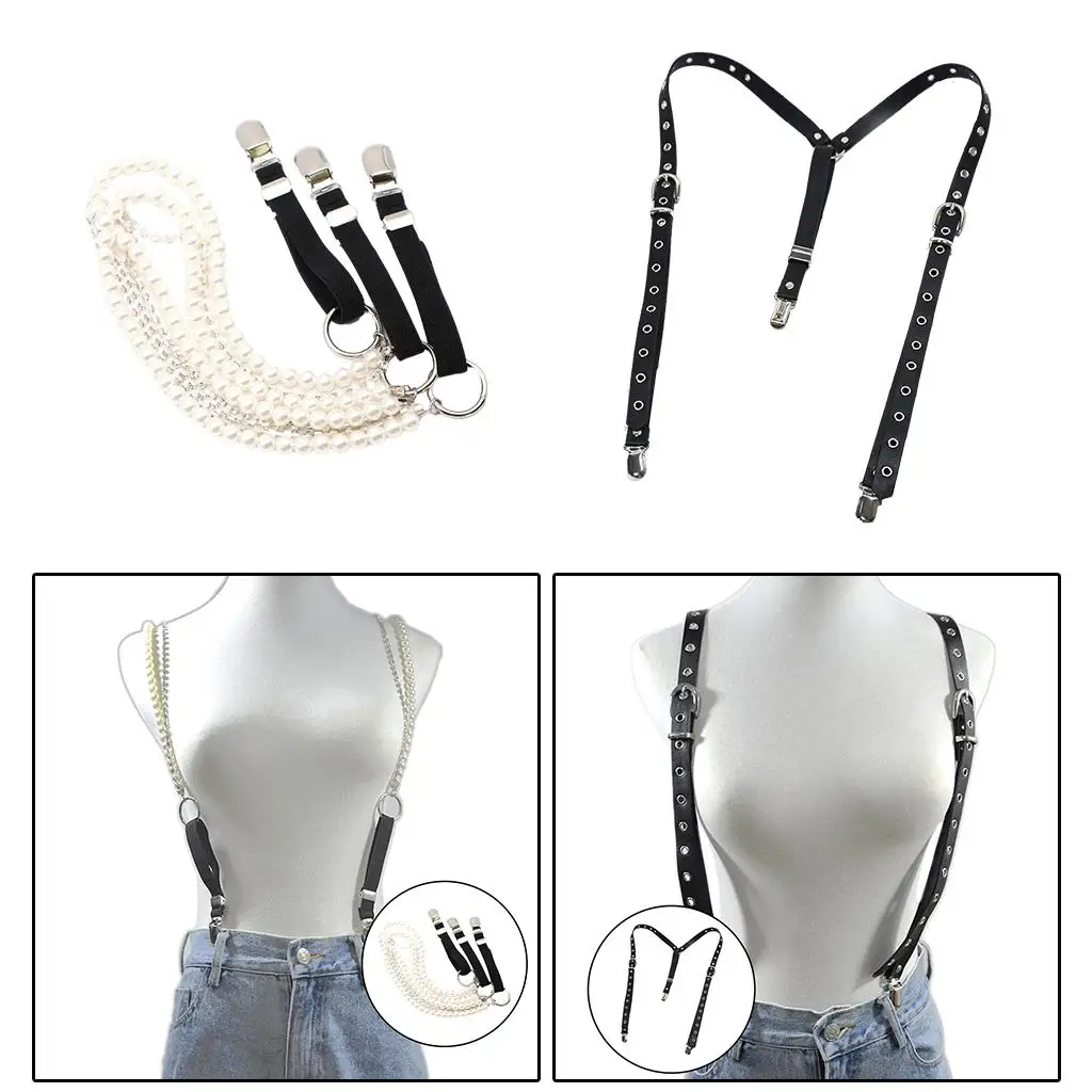 Fashion suspenders women High Quality belts Suspenders Adjustable 3 metal Clip Belt Strap Suspenders