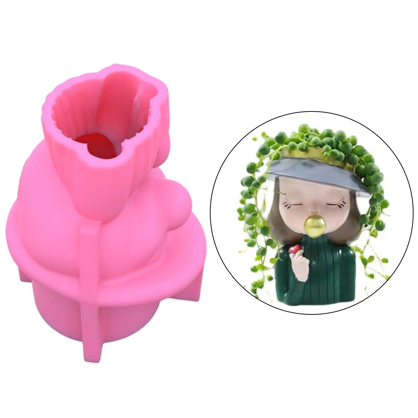 3D Girl Head Silicone Mold Vase Succulent Pot Resin Candle Wax Polymer Plants Pot Pen Holder Handmade Clay Soap Making DIY Mould