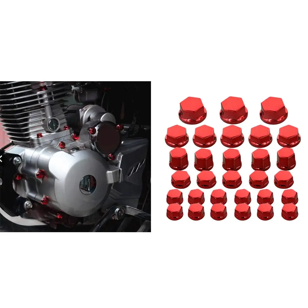30Pc motorcycle nut screw cover for Yamaha for Kawasaki for Honda  Red