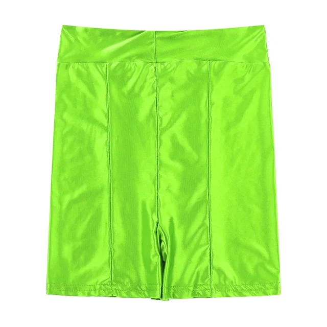 Buy Daenrui Women Oil Silk Shiny Short Leggings Hollow Out High Waist Yoga  Biker Shorts Pants Workout Tights Fluorescent Green Medium at