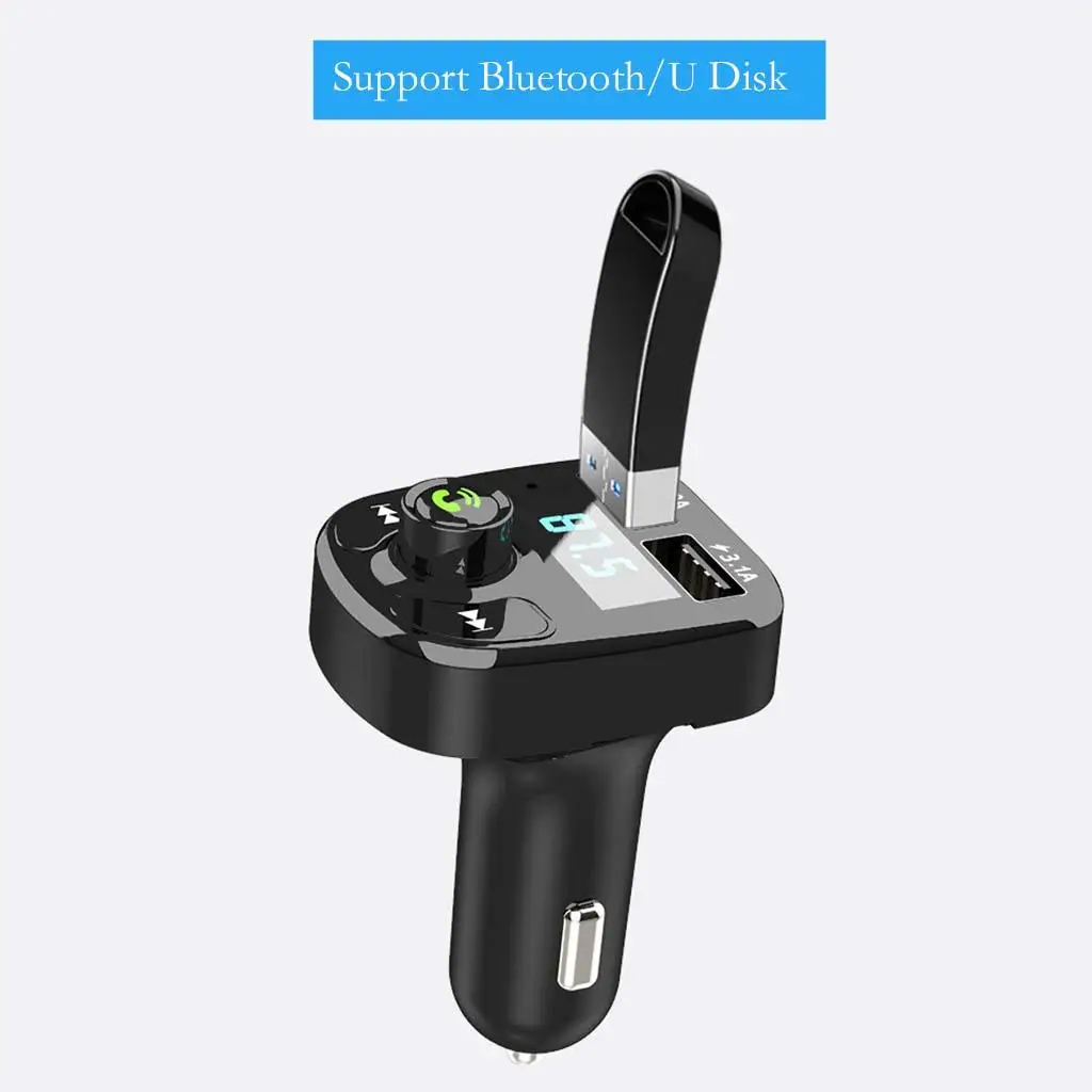 Car Bluetooth FM Transmitter 2 USB Ports MP3 Music Player Hands-Free Calling Cigarette Lighter 5.0 Wireless Radio Receiver