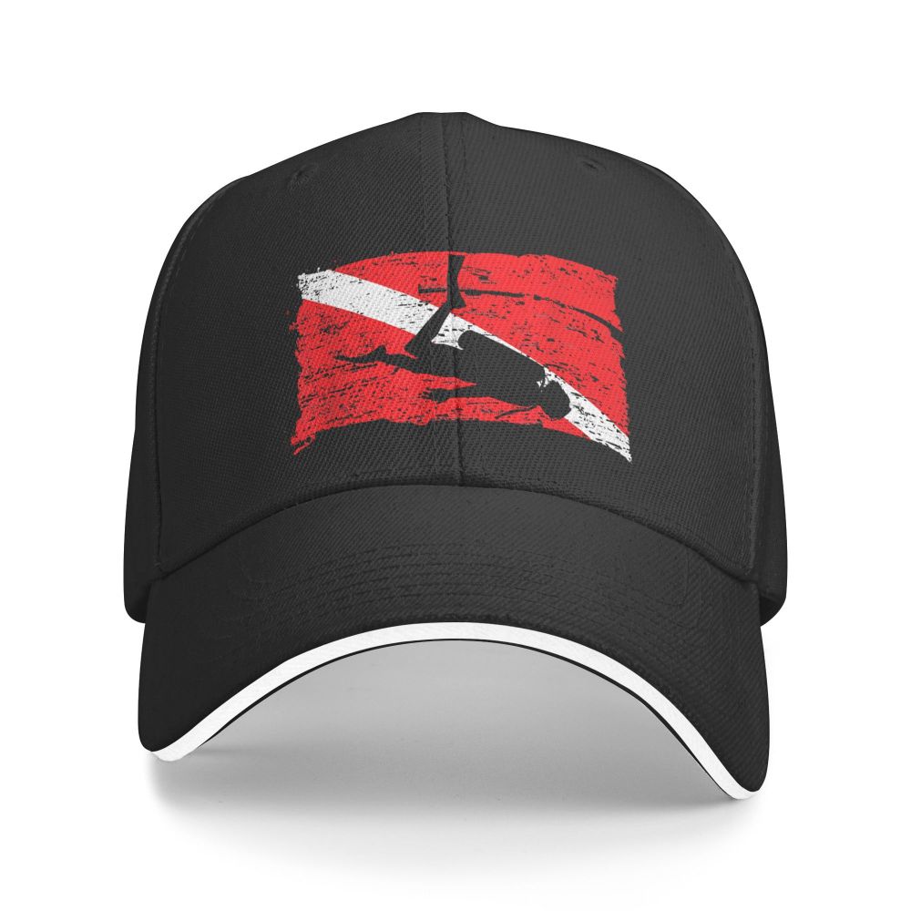 Tauch flagge Vintage Taucher Tauchen Tauchen wind dichte Kappe Sonnenblende Hip Hop Kappen Cowboyhut Peaked Hüte – Detail 2