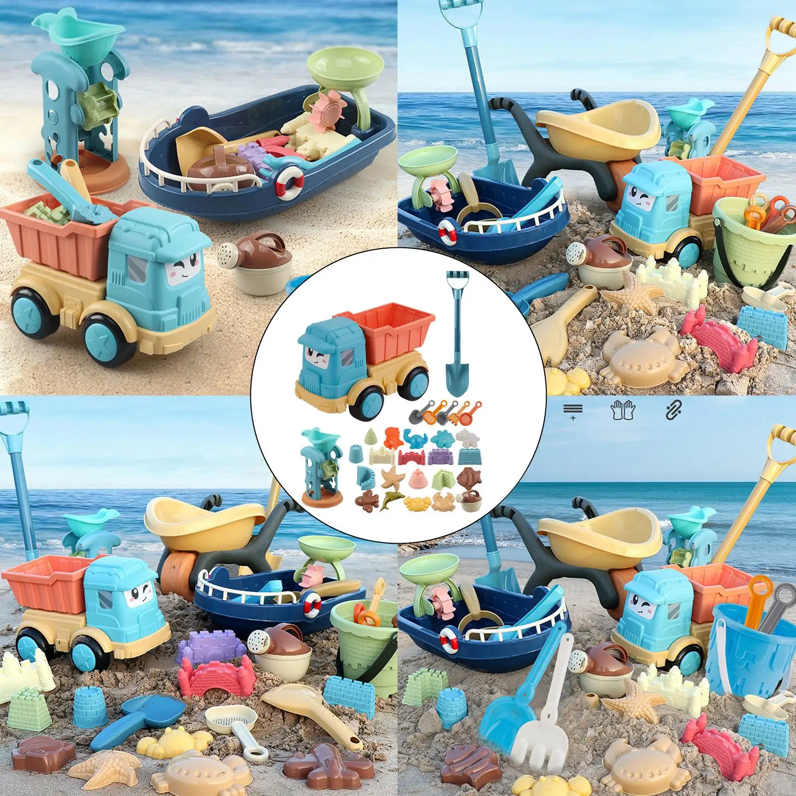 28Pcs Sand Beach Toys Kids Playset Play Fun for Beach Activity Ages 3-5