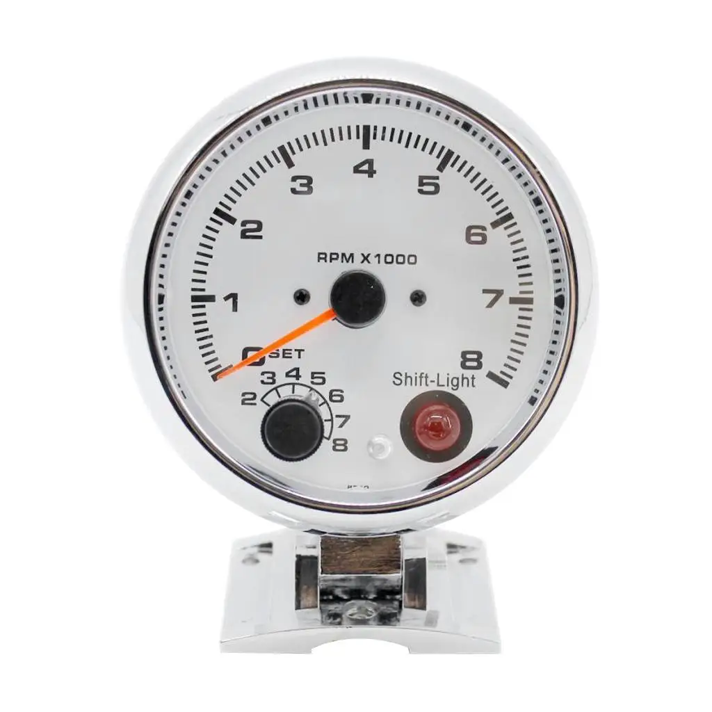 3.75`` White Face Tachometer Gauge with Light for Auto Car 95mm