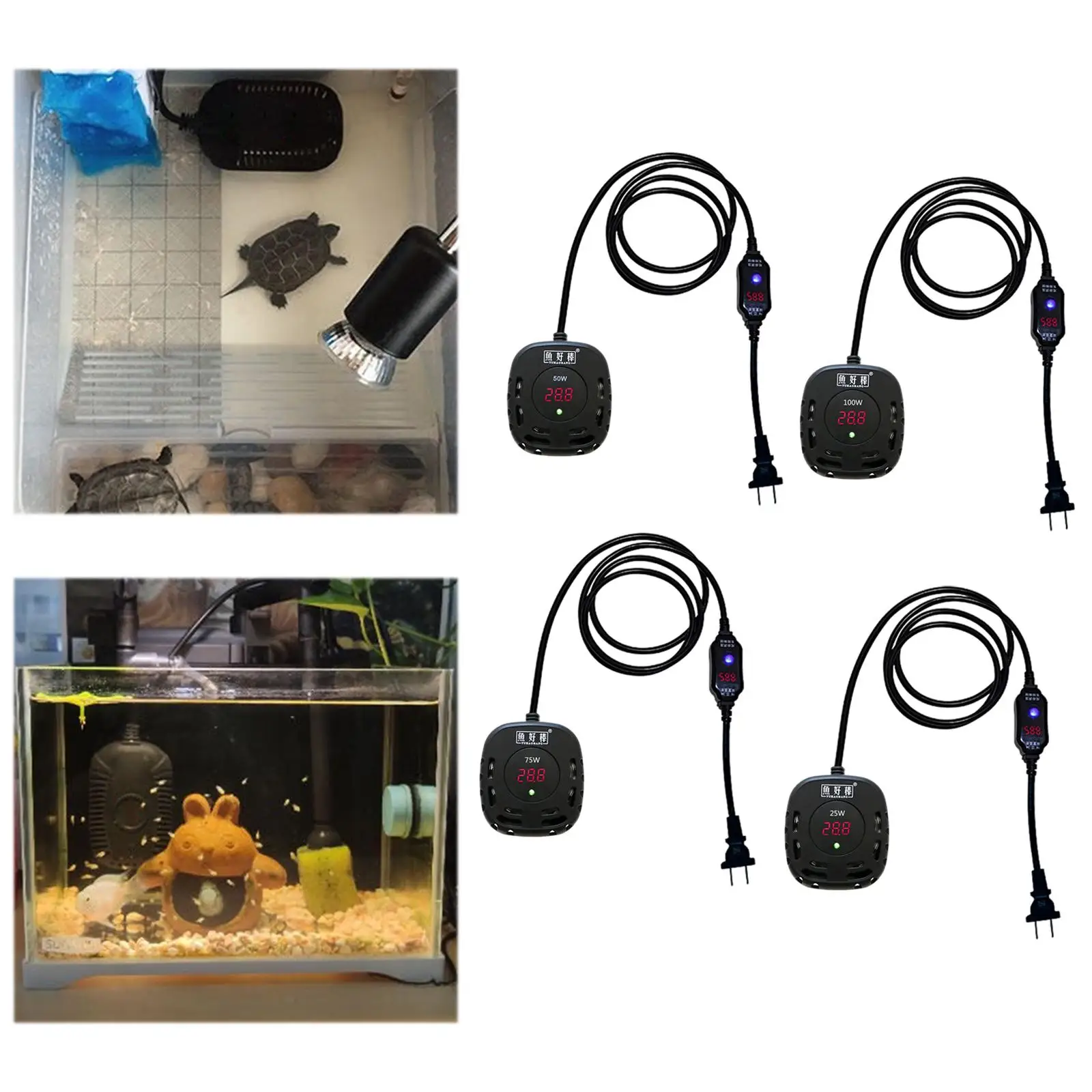 Mini Aquarium Fish Tank Heater Temperature Controller LED Digital Turtle Tank Submersible Thermostat Heater Heating Rod