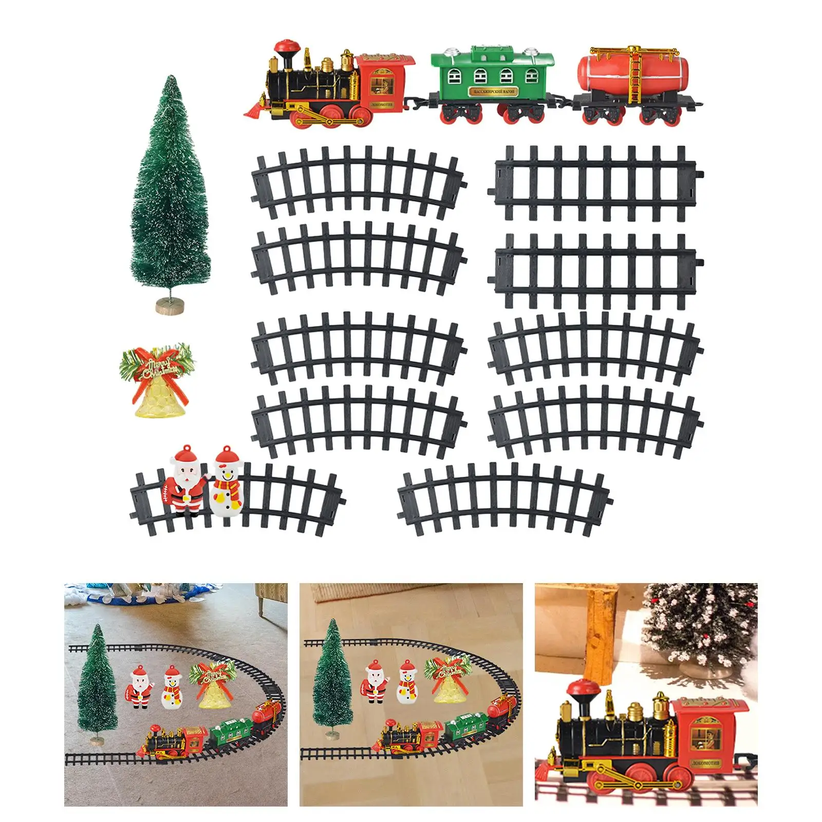 Electric Train Set Christmas Train Carriages Tracks Pendants Classical Train Toys Electric Train Tracks for Girls Children Gifts