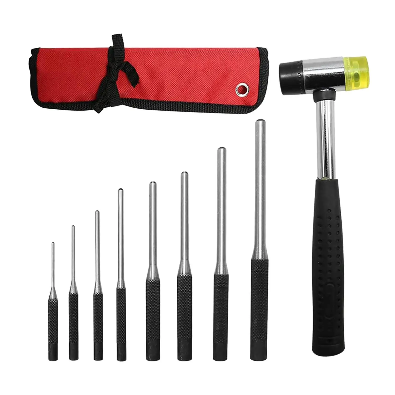 Roll Pin Punch Set with Storage Pouch, 9Pcs Steel Removal Tool Kit with Carrying Bag for Jewelers, Watch Repairers, Work, Retail
