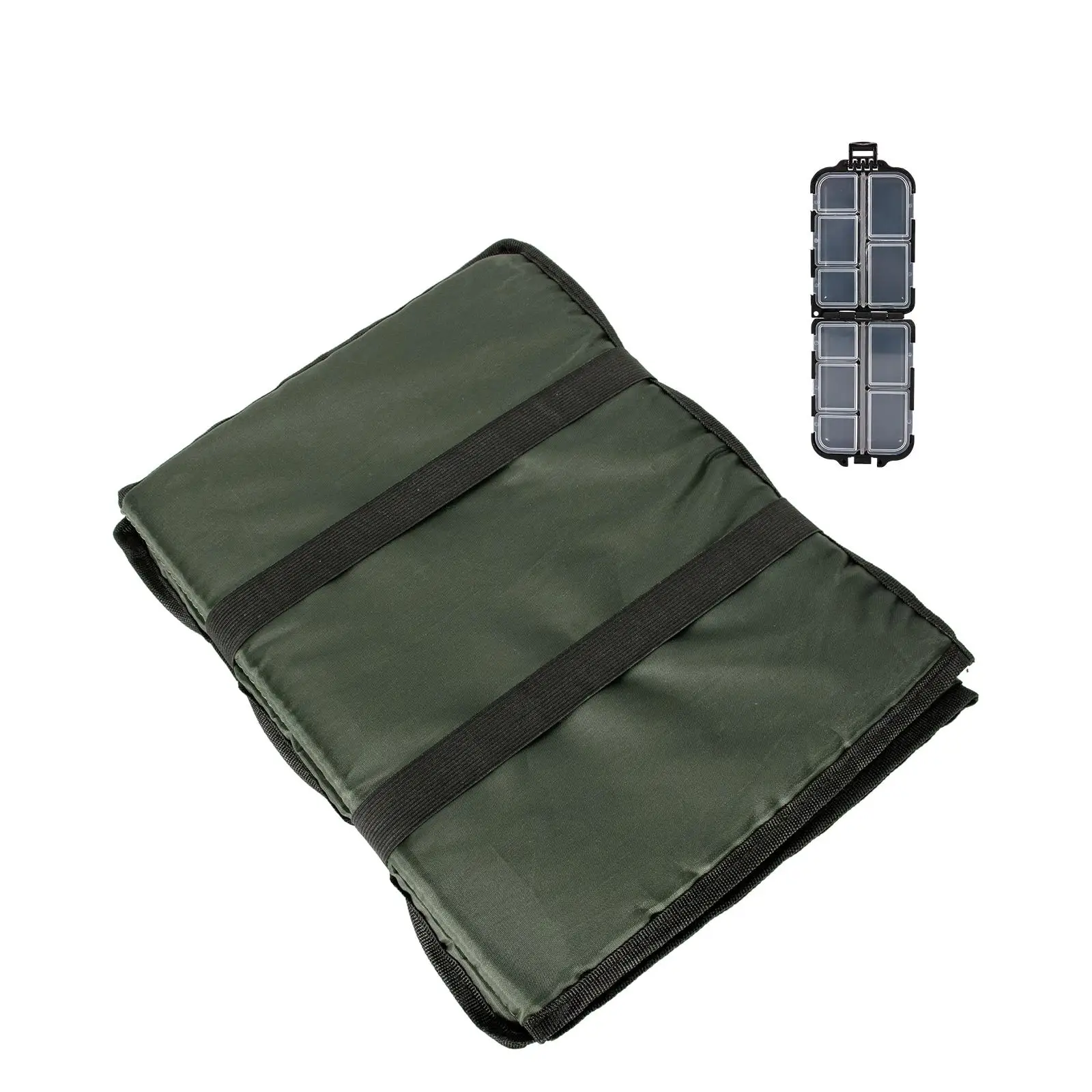 Portable Foldable Carp Fishing Release Mat with Small Lure Box Size 30x38x7cm with Elasticated Transport Straps Accessory