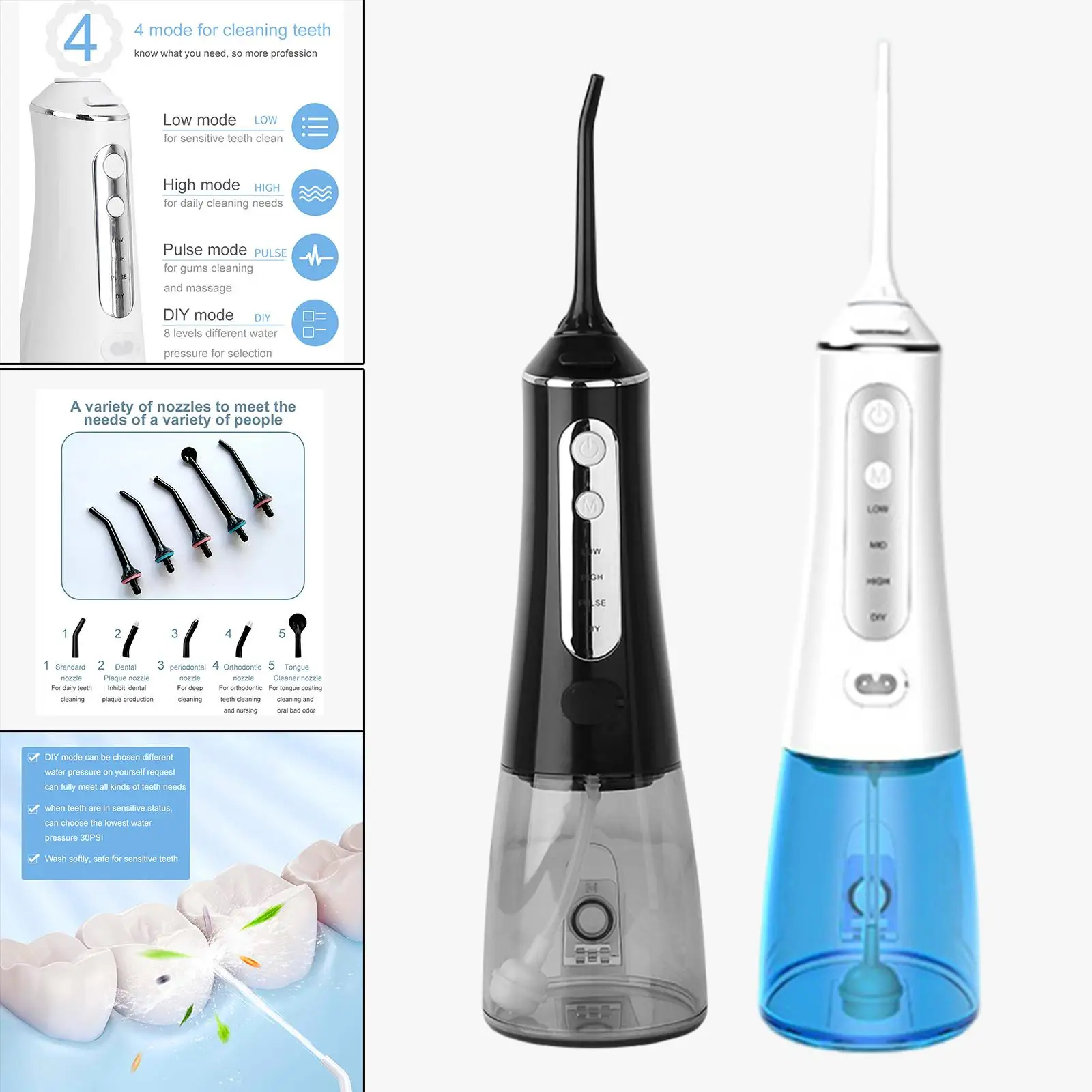 Oral Irrigator Portable IPX7 Waterproof  Cordless for Home