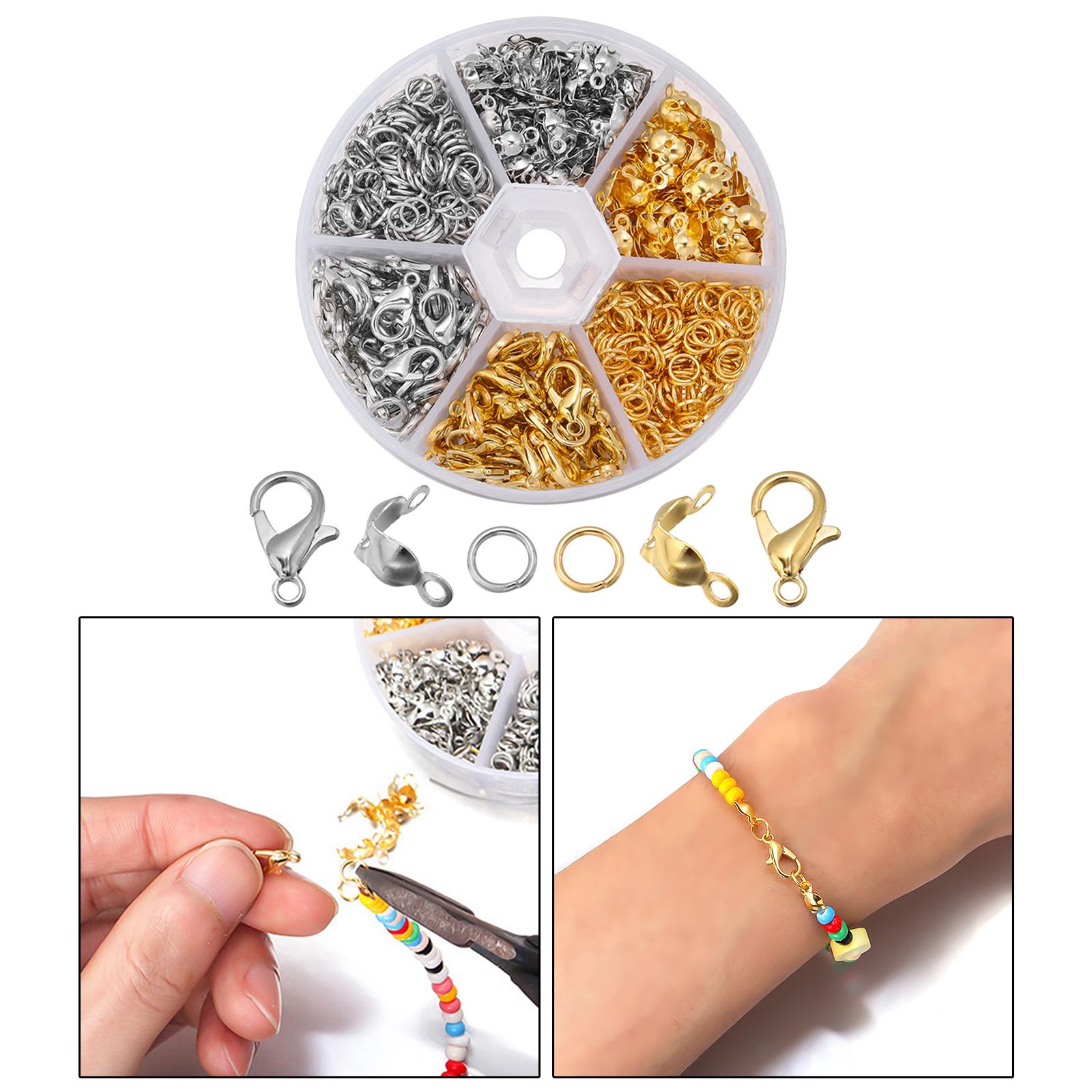 450x Jump Rings Split Rings Lobster Clasps Hooks Jewelry Making for DIY