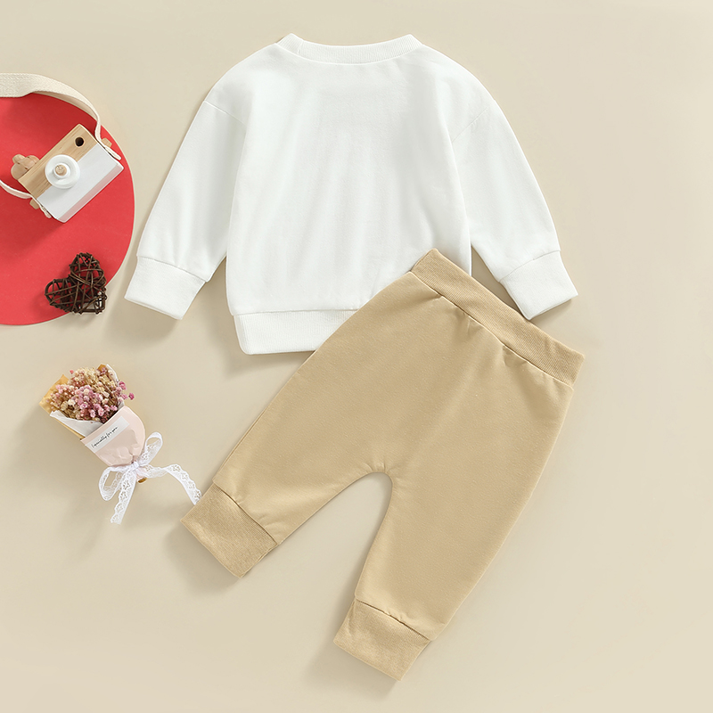 FOCUSNORM Valentines Tage Baby Jungen 2PCS Kleidung Sets 0-3Y Brief Herz Drucken Langarm Sweatshirt + Feste Hosen – Detail 12